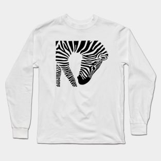 Zebra Bowing Down Linocut Print Long Sleeve T-Shirt